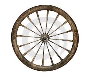Old wooden wagon wheel