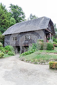 Old wooden water mill in Frutillar village, Chi