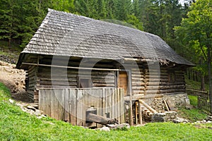 Old wooden water mill at Kvacianska dolina