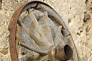 Old wooden wheel.