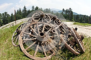 Old wooden wheels