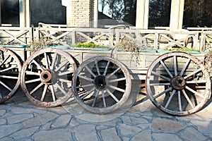 Old wooden wheels from wagon