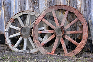 Old wooden whells photo