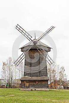 Old wooden windmill of the 18th century in Suzdal