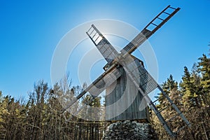 Old wooden windmill, close-up