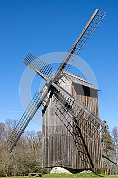 Old wooden windmill, close-up