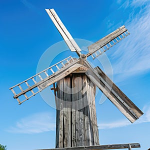 Old wooden windmill, countryside, landmark