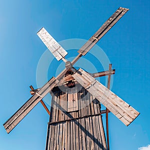 Old wooden windmill, countryside, landmark