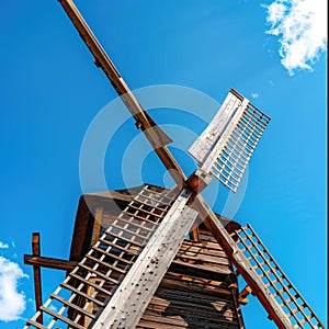 Old wooden windmill, countryside, landmark