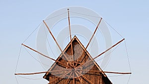 Old wooden windmill detail Nessebar