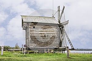 An old wooden windmill on Kizhi island . Russian Federation