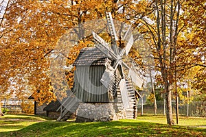Old wooden windmill in Ludza