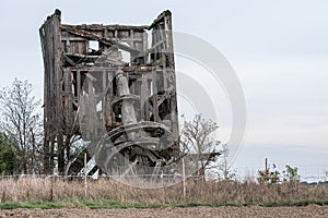 Old wooden windmill structure from 1850 - the oldest type of European windmill