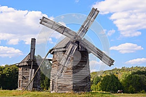 Old wooden windmills