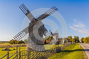 Old wooden windmills in Saaremaa