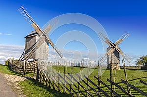 Old, wooden windmills in Saaremaa