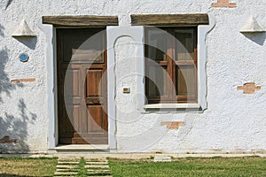 Old wooden window and door