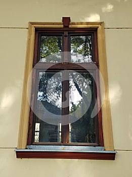 Old wooden window on old Austro-Hungarian style house