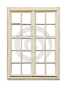 Old wooden window with twenty pane photo