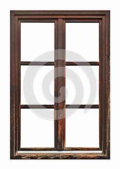 Old wooden window on white background