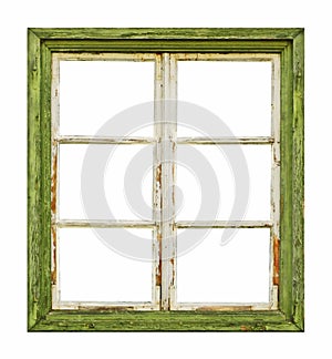 Old wooden window on white background