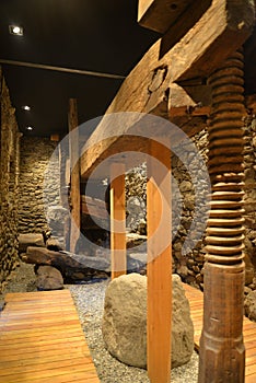 Old wooden wine press, Italian Alps.