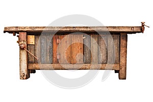 Old work bench isolated on white