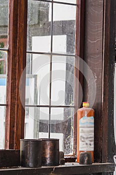 Old workbench with vices.