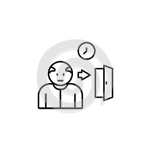 Old worker dismiss time icon. Simple line, outline vector of office icons for ui and ux, website or mobile application on white