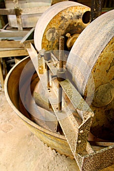 Old workshop grinding wheels