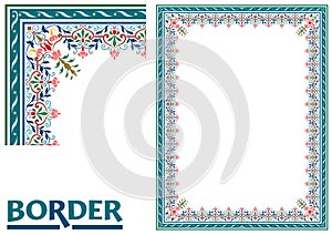 Old World Borders Vector - Tiled frame in plant leaves and flowers Framework Decorative Elegant style