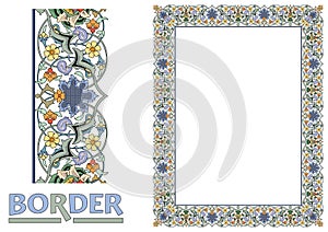 Old World Borders Vector - Tiled frame in plant leaves and flowers Framework Decorative Elegant style