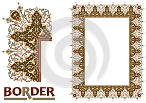 Old World Borders Vector - Tiled frame in plant leaves and flowers Framework Decorative Elegant style