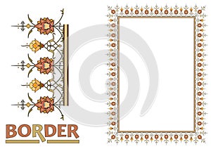 Old World Borders Vector - Tiled frame in plant leaves and flowers Framework Decorative Elegant style photo