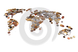 old world coins as world map