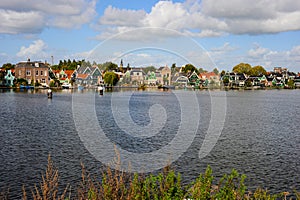 Old world Dutch architecture houses along the river.