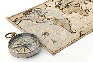 Old World Map with Compass Ã¢â¬' Exploration and Adventure Theme