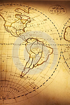 Old World Map Showing The Americas