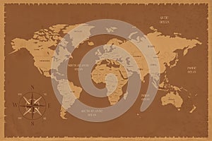Old world map in vintage style. photo