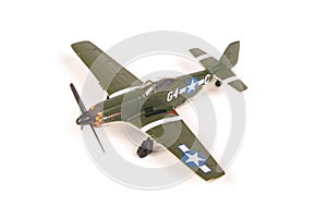Old WWII model plane isolated on the white background
