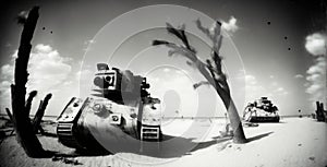 Old World War Tanks Through a Pinhole Camera