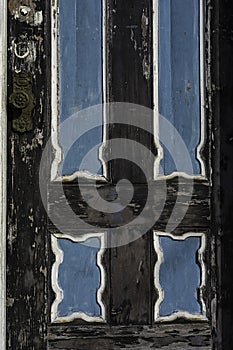 Old and Worn, black and blue door