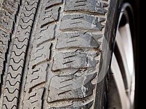 Old, Worn and Cracked tire tread