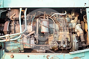 Old Worn Engine Block and Machine Parts