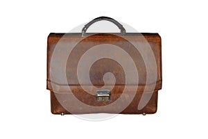 Old worn leather briefcase