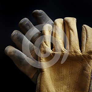 Old Worn Leather Work Gloves Workgloves