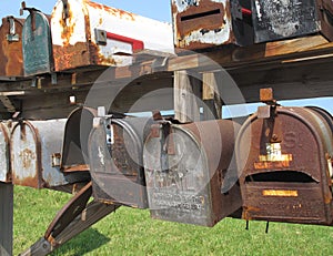 Old worn mail boxes