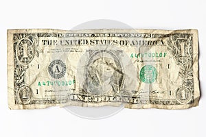 Old worn one dollar bill photo