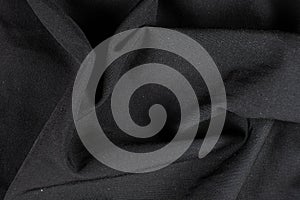 Old worn-out polyester and elastane fabric, pilling and frayed threads