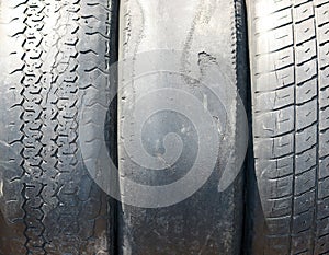 Old worn-out summer tires